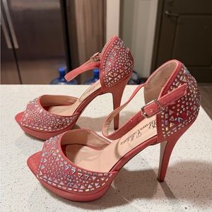 De Blossom Collection Pink Rhinestone Heels